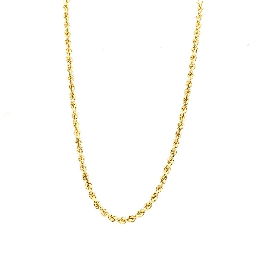 14K Yellow Gold 16" 3MM Rope Chain | Wide Heavy Chain | Unisex Jewelry